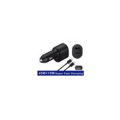 Incarcator Auto pentru Samsung s25, s24, s22, s23, s21,s20, 45W USB-C si 15W USB plus Cablu de incarcare USB-C la USB-C, 5A, 1m, Negru