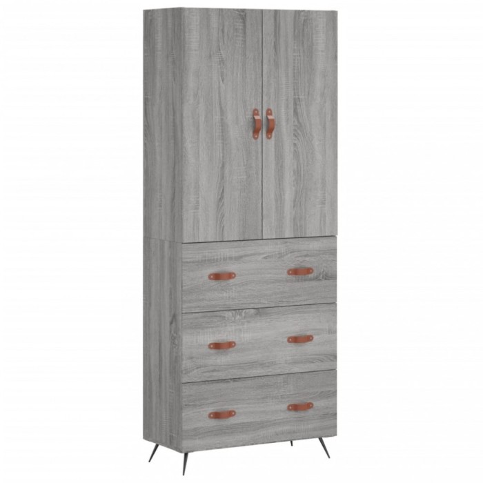 Dulap inalt, gri sonoma, 69,5x34x180 cm, lemn compozit