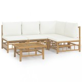 Cumpara ieftin Set mobilier de gradina cu perne alb crem, 2 piese, bambus