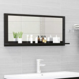 Oglindă de baie, negru extralucios, 90x10,5x37 cm, PAL, vidaXL