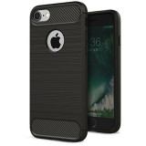 Husa Back Case Carbon din Silicon compatibila cu iPhone 8 - Negru, Soumixpro