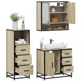 Gossi set mobilier de baie, 3 piese, stejar sonoma, lemn prelucrat