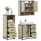 Gossi set mobilier de baie, 3 piese, stejar sonoma, lemn prelucrat