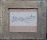 Peisaj in creion - semnat ilizibil si datat 1895, Peisaje, Carbune, Altul