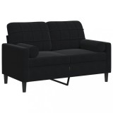 Cumpara ieftin Canapea cu 2 locuri cu pernute, negru, 120 cm, catifea