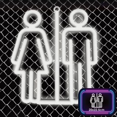 Lampă LED Neon, Toilet Sign, Culoare Albă, Dimensiuni 20x22.5cm, Alimentare USB 1m