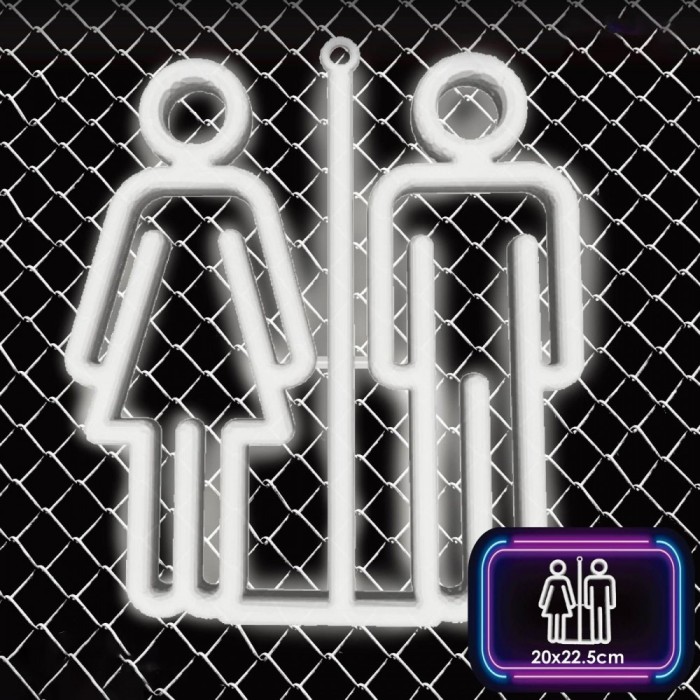 Lampă LED Neon, Toilet Sign, Culoare Albă, Dimensiuni 20x22.5cm, Alimentare USB 1m