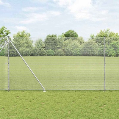 vidaXL &amp;Icirc;ngrădire cu st&amp;acirc;lpi Argintiu 1.6 x 25 m Oțel foto