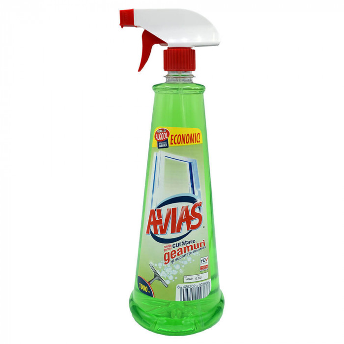 Solutie Spray Geamuri AVIAS, 750 ml, Verde, Pulverizator pentru Geamuri si Sticla, Solutie Curatat Geamuri, Detergent de Geamuri, Solutie Spalat Geamu