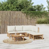 Gossi set mobilier de gradina cu perne alb crem, 6 piese, bambus