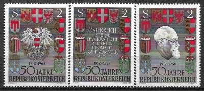 B0533 - Austria 1968 - Aniversari 3v. neuzat,perfecta stare foto