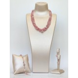 Cumpara ieftin Set Bijuterii Allure Cuarț Roz, Opal, Perle, Argint 925 placat aur roz. Colier, Cercei, Bratara, Made in Italy