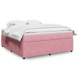 VidaXL Pat box spring cu saltea, roz, 180x200 cm, catifea 3285661