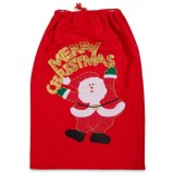 Sac Cadouri, Model Mos Craciun, Mesaj Merry Christmas, Culoare Rosu, Marime 55x77cm, Material Poliester, Oem