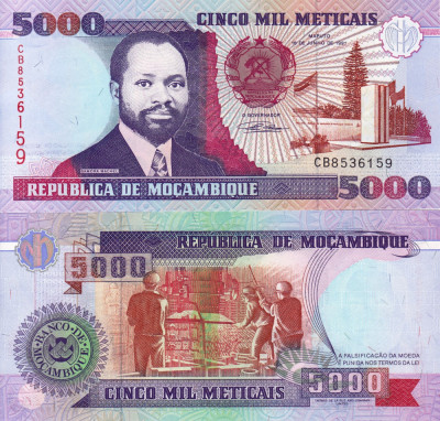 MOZAMBIC 5.000 meticais 1991 UNC!!! foto