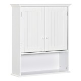 kleankin Dulap de Baie Suspendat cu Dulăpior, 2 Uși cu &Icirc;nchidere Magnetică și Raft Deschis, 60x20x70.5 cm, Alb | Aosom Romania