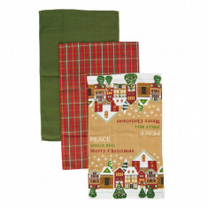 Set 3 prosoape de bucatarie Heinner, 38 x 64 cm, bumbac, model Xmas, Multicolor