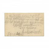 Alexandru Macedonski, bilet cu &icirc;nsemnare olografă, 1919