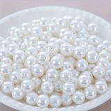 Margele perle din plastic pentru activitati crafts cu diametru 10 mm, alb ,20 grame