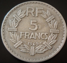 Moneda istorica 5 Franci - FRANTA, anul 1949 *cod 5054 - ALUMINIU foto