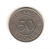 SV * Islanda 50 KRONUR / COROANE 1970 * PARLAMENTUL AUNC+, Europa, Nichel