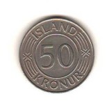 SV * Islanda 50 KRONUR / COROANE 1970 * PARLAMENTUL * AUNC+, Europa, Nichel