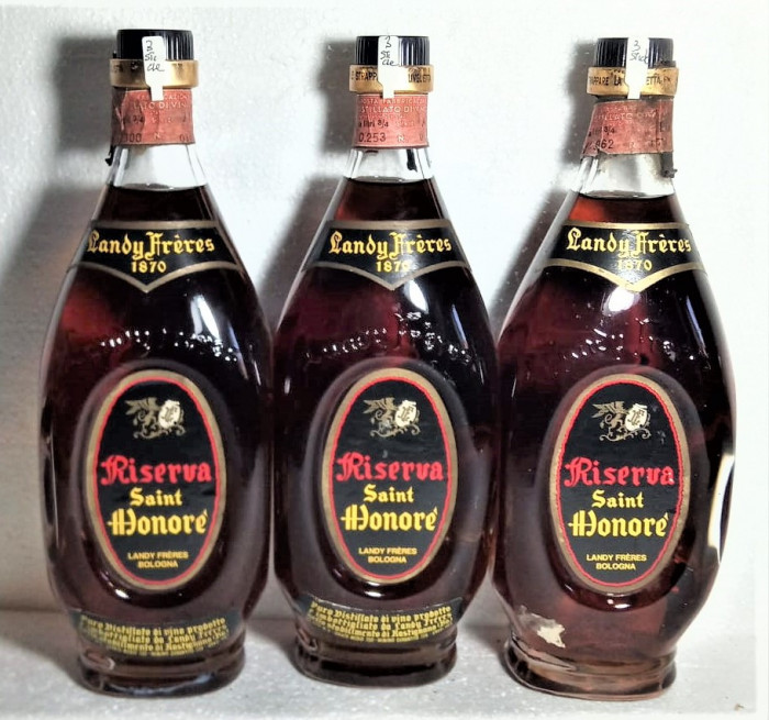 3 STICLE - Landy Freres brandy - RISERVA SAINT HONORE- aniI 60/70 CL 75, gr 40,5