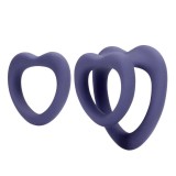 Set inele pentru penis LOVELINE Heart Cockring Set, 2 inele din silicon ultra-moale, &icirc;n formă de inimă, diametre 2.9 - 3.9 cm, mov