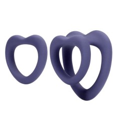 Set inele pentru penis LOVELINE Heart Cockring Set, 2 inele din silicon ultra-moale, &icirc;n formă de inimă, diametre 2.9 - 3.9 cm, mov