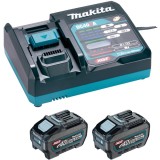 Makita PSK XGT - Set 2 acumulatori si incarcator Li-Ion 40 V 5 Ah incarcare rapida