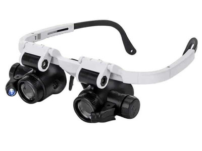 Ochelari cu 2 lupe, marire x8, x23, cu iluminare de fundal LED incorporata, comozi foto