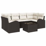 Cumpara ieftin Set de canapele pentru grădină 7 pcs Maro, Crem 55 x 55 x 37 cm