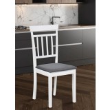 Scaun de living si bucatarie din lemn masiv Hudson, tapiterie stofa,100 kg, 94x50x42 cm, alb gri