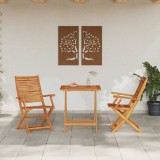 Set Mobilier Exterior Manual 3 pcs Lemn natural 70 x 70 x 75 cm