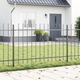 VidaXL Gard de grădină cu v&acirc;rf tip suliță, gri, 3,4x1,2 m, oțel