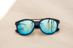 Ochelari Soare Dama Fashion Lentile Rotunda Albastra. Protectie UV400
