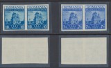 Romania 1937 Mica Antanta - biserica Curtea de Arges - serie nedantelata MNH in perechi orizontale, tiraj 200 serii, Nestampilat