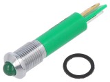 Lampă de control LED verde IP67 &Oslash;8mm alamă