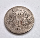Moneda argint _ Austria _ 1 coroana korona 1894 _ AG .835, Europa