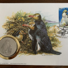 noua zeelanda - pinguin - FDC cu medalie, fauna wwf