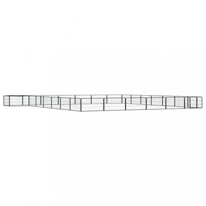 vidaXL Țarc c&acirc;ini 28 panouri negru 100x50 cm oțel vopsit electrostatic