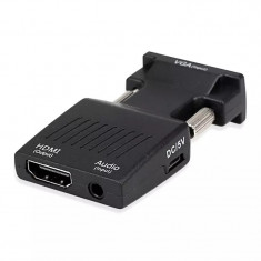 Convertor/adaptor video/audio de &amp;icirc;naltă calitate de la VGA (D-Sub) la HDMI, Gonga&amp;reg; Negru foto