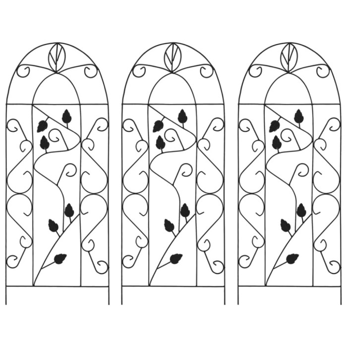 vidaXL Suporturi plante cățărătoare, 3 buc., negru, 40 x 100 cm, fier 47099