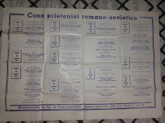 Afis vechi Noiembrie 1974-CASA Prieteniei ROMANO-SOVIETICE-Str.Batistei nr.14