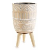 Ghiveci flori ceramica lemn natur &Oslash; 10,5 cm x 18,5 H