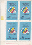 ROMANIA 1991 LP 1264 RECENSAMANTUL BLOC DE 4 TIMBRE MNH
