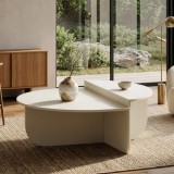Masa de cafea Tondesdaslo cu blat dublu, 90x90x35 cm, alba