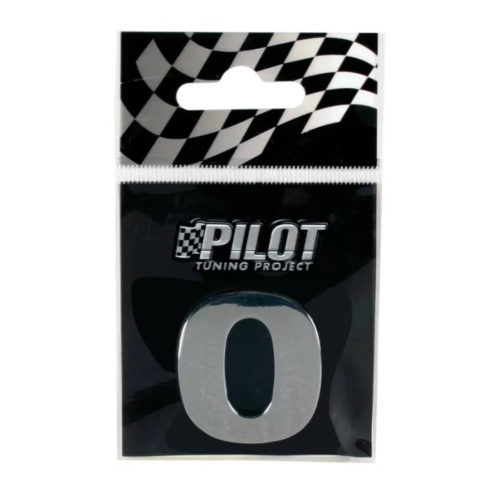 Autocolant 3D crom Type-3 (28mm) cifra - &quot; 0 &quot; Garage AutoRide