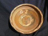 Arta / Traditie / Colectie - Veche farfurie / blid / castron realizat in zona Olteniei / Gorj cu initialele G J !