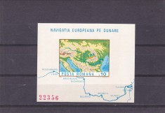 NAVIGATIA PE DUNARE COLITA NEDANTELATA NEUZATA,MNH 1977,Lp.Nr.950,ROMANIA.